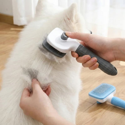 Self-cleaning slicker brush