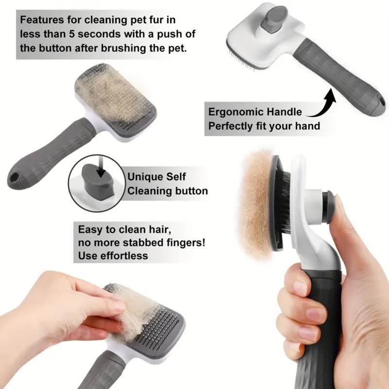 Self-cleaning slicker brush