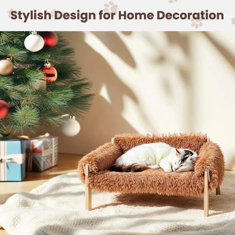 Raised faux-fur sofa bed