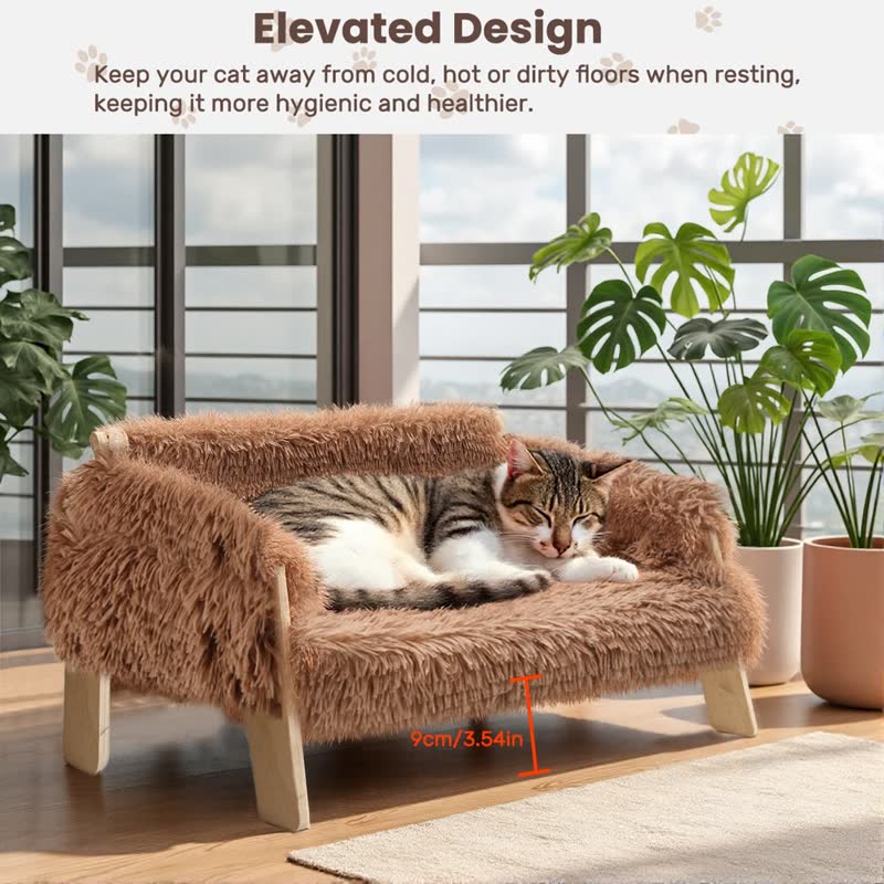 Raised faux-fur sofa bed