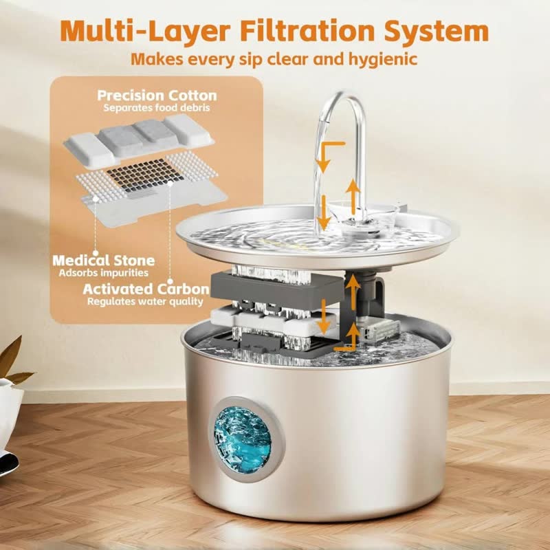 Stainless steel fountain, 3.2 L