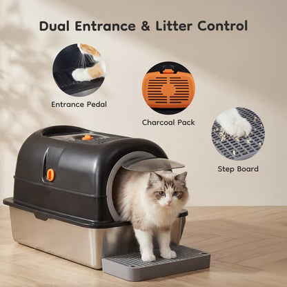 Enclosed stainless litter box