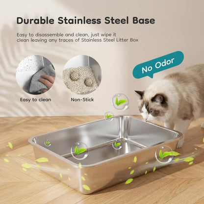 Enclosed stainless litter box