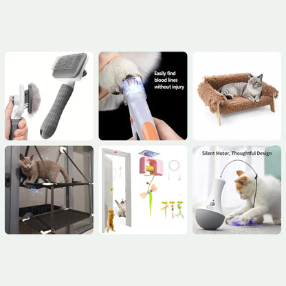 Whole-Cat Bundle: slicker brush, LED nail clipper, sofa bed, window hammock, door teaser and automatic feather teaser