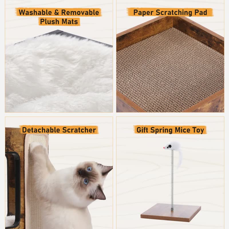Wood cat condo side table