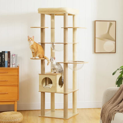 Solid wood cat tree
