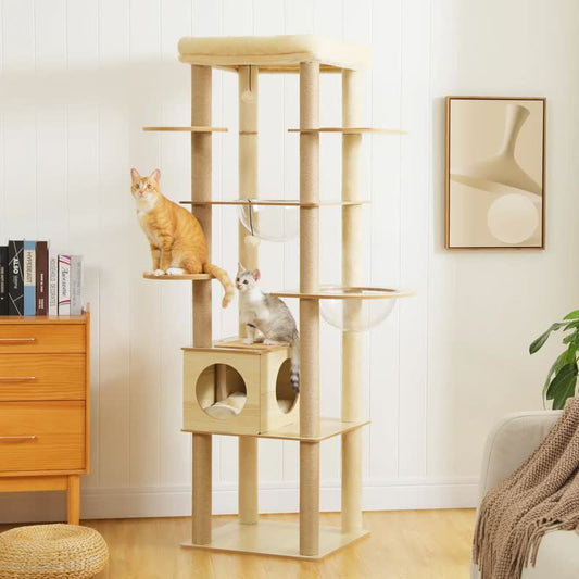 Solid wood cat tree