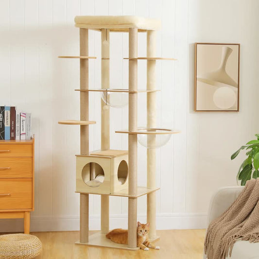 Solid wood cat tree
